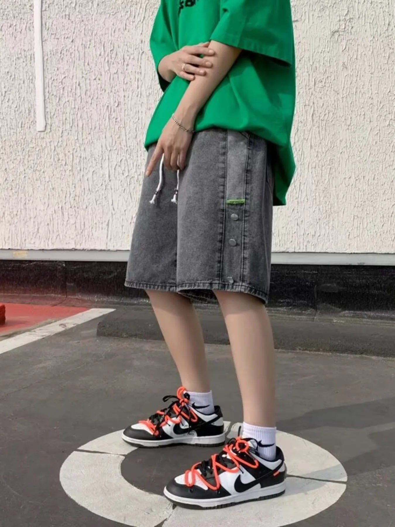 Men's Plus Size Casual Loose Fit Denim Shorts with Drawstring