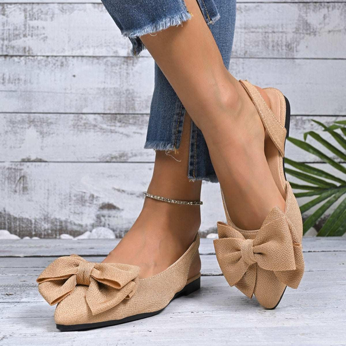 Bow Point Toe Slingback Sandals