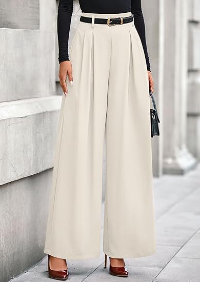 Women's Pleated Cropped Pants – Slimming Drape Adjustable Waist