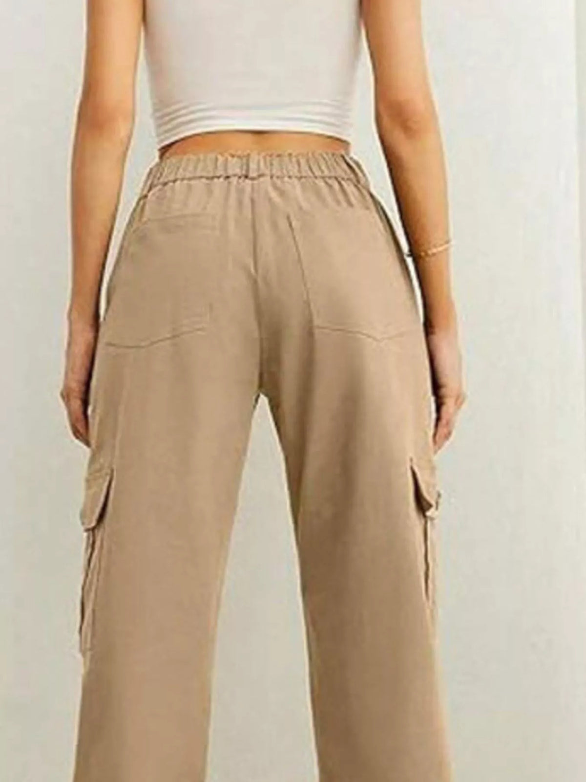 High-Waisted Cargo Pants with Drawstring Cuffs