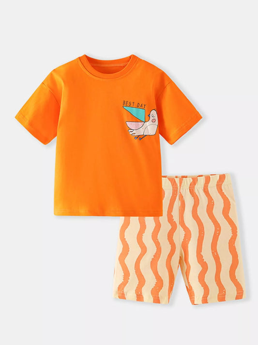 Children's Bird Graphic Tee and Shorts Set