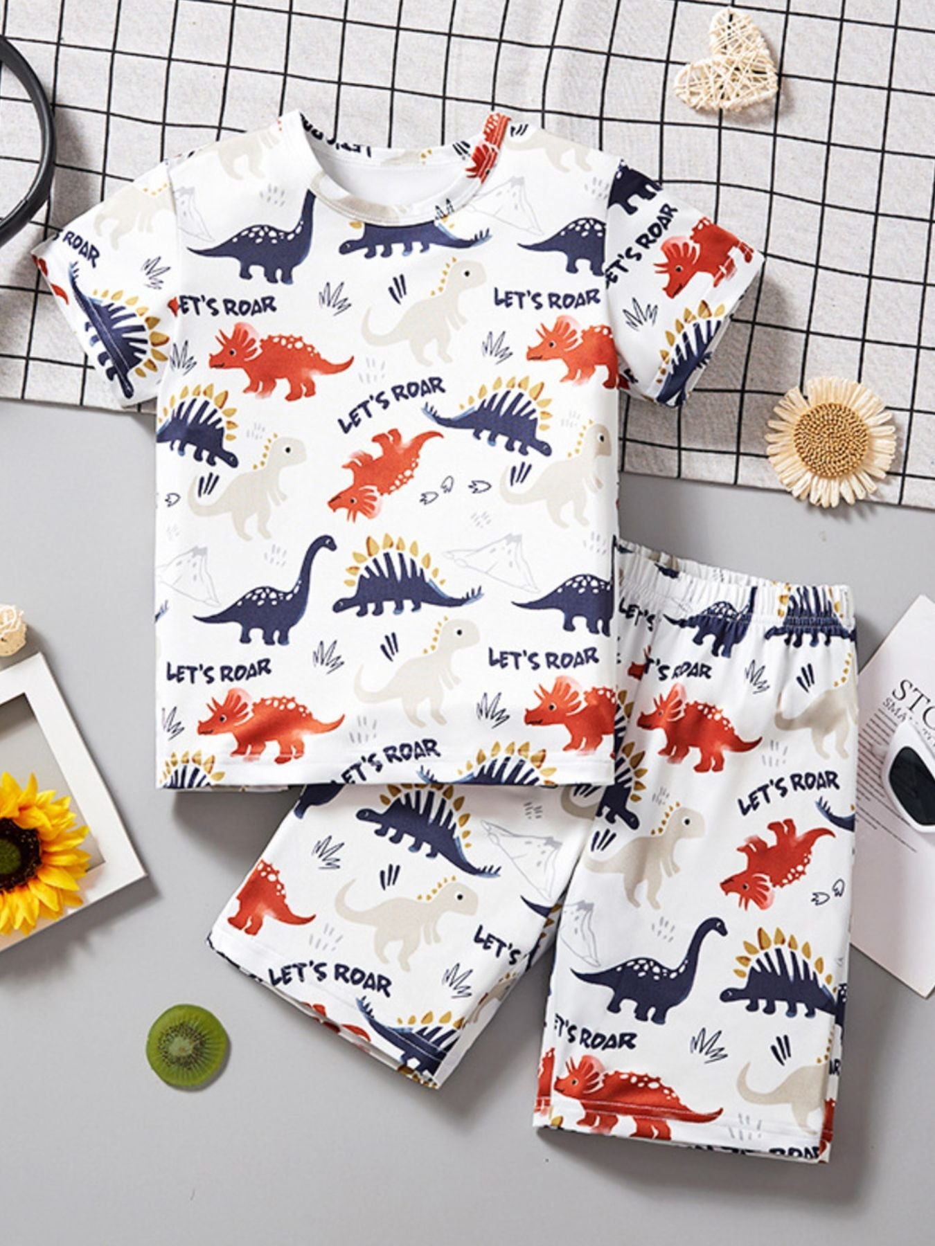 Children's Dinosaur Print Tee and Shorts Set
