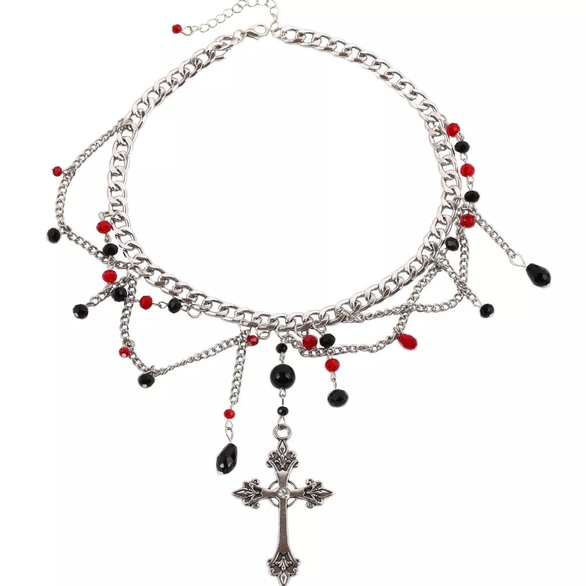 Gothic Cross Pendant Layered Necklace