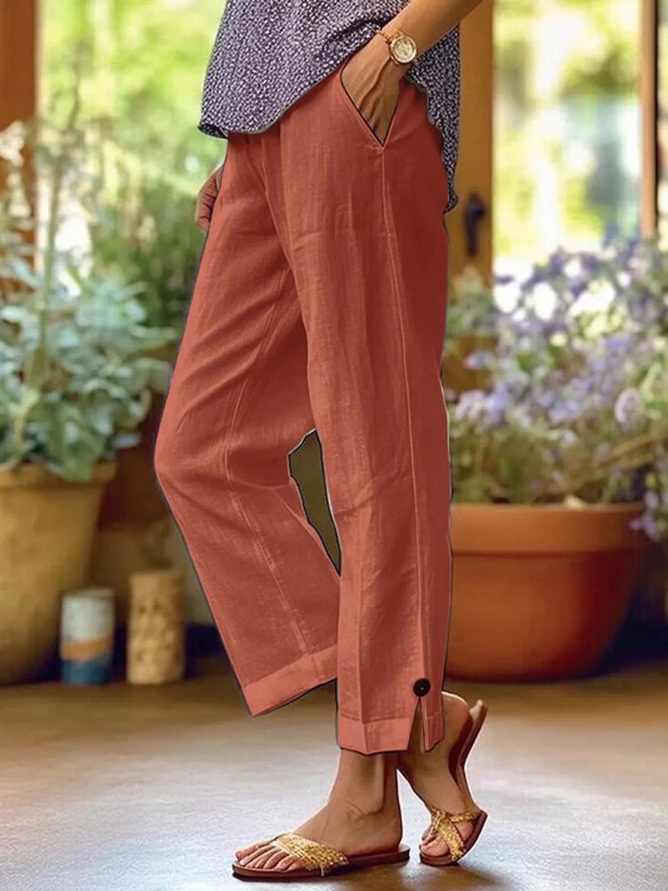 Full Size Casual Wide-Leg Pants Plus Size