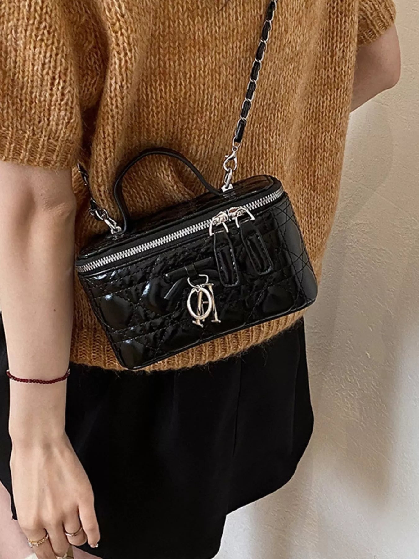 Top Handle PU Leather Crossbody Bag