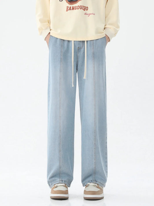 Men's Full Size Drawstring Wide Leg Jeans Plus Size