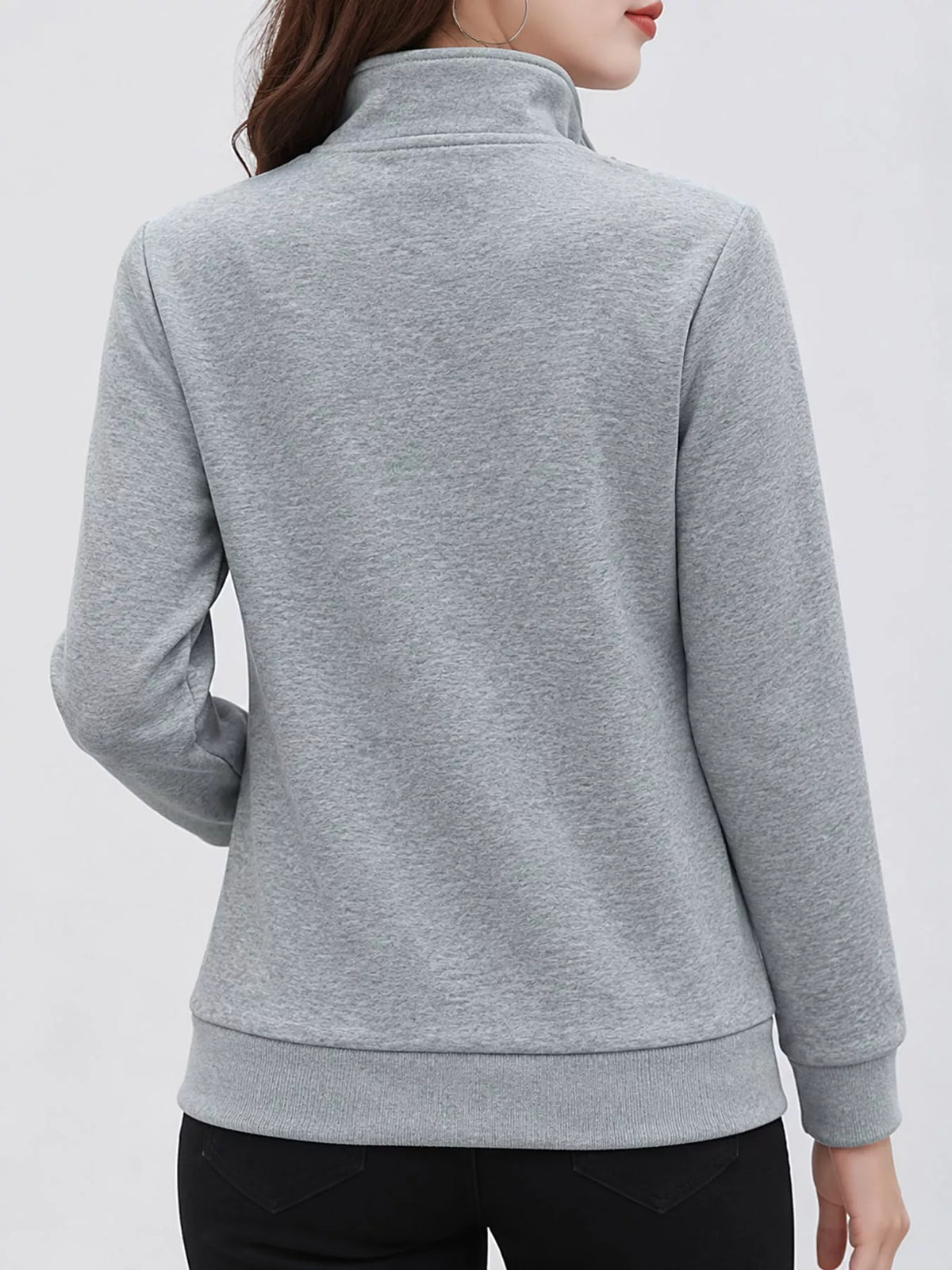 Full Size Stand-Collar Zip-Up Sweatshirt Plus Size