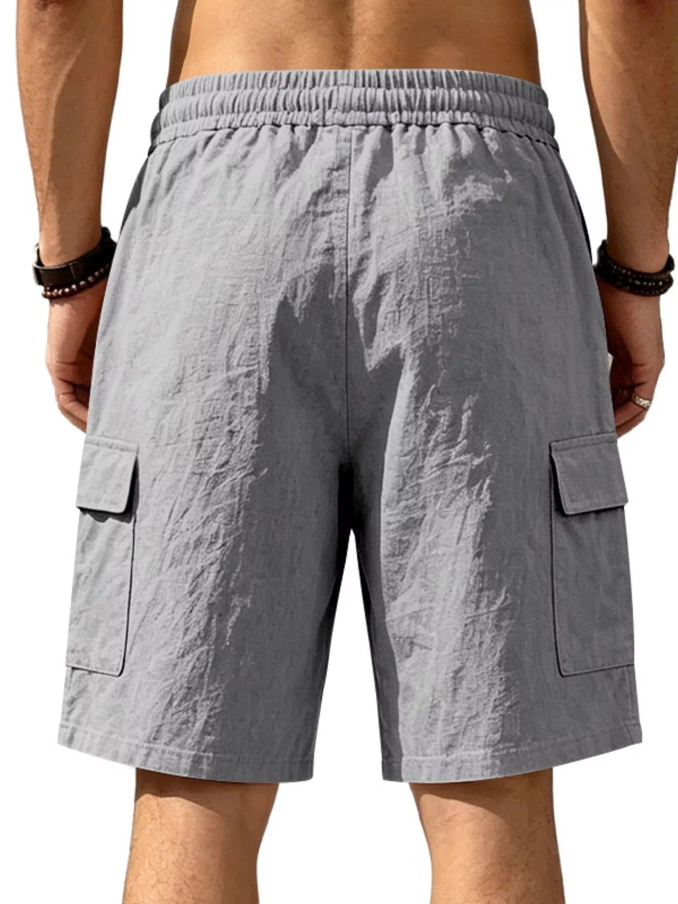 Men's Plus Size Casual Cargo Shorts with Drawstring Waist