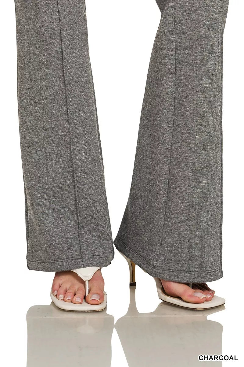 Zenana Drawstring Scuba Stretch Pintuck Pants