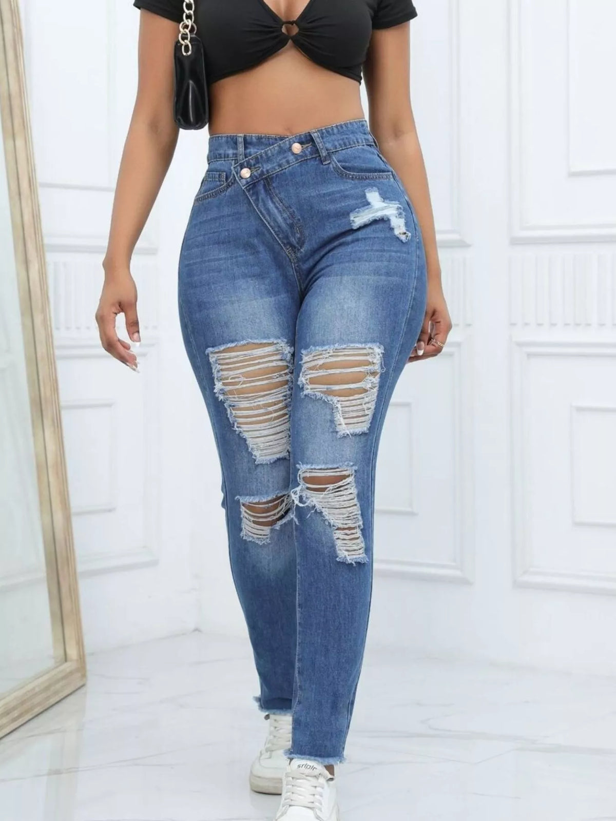 Distressed High-Waisted Jeans