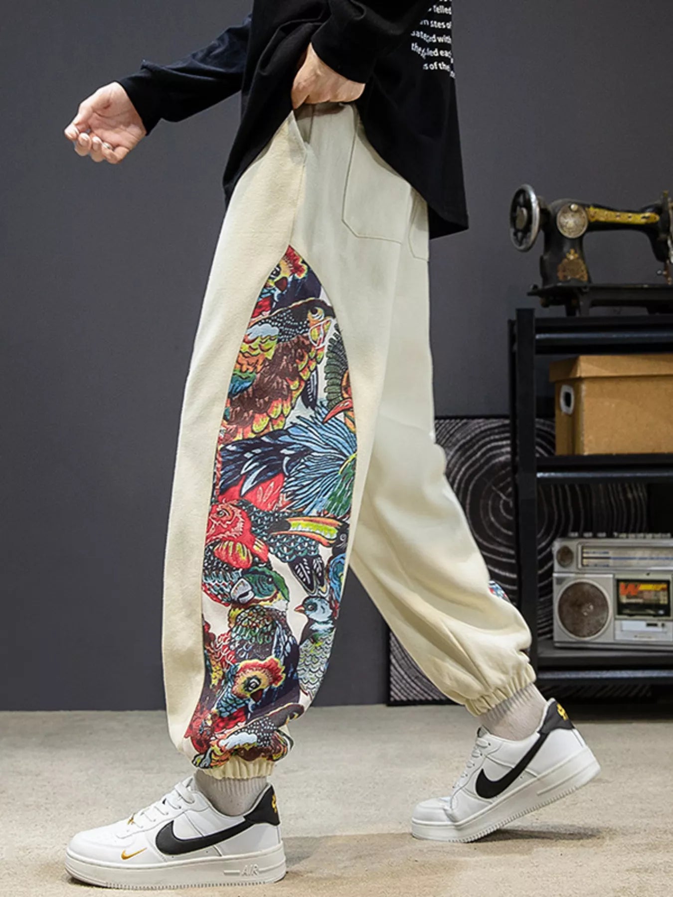 Men's Plus Size Printed Side Panel Joggers