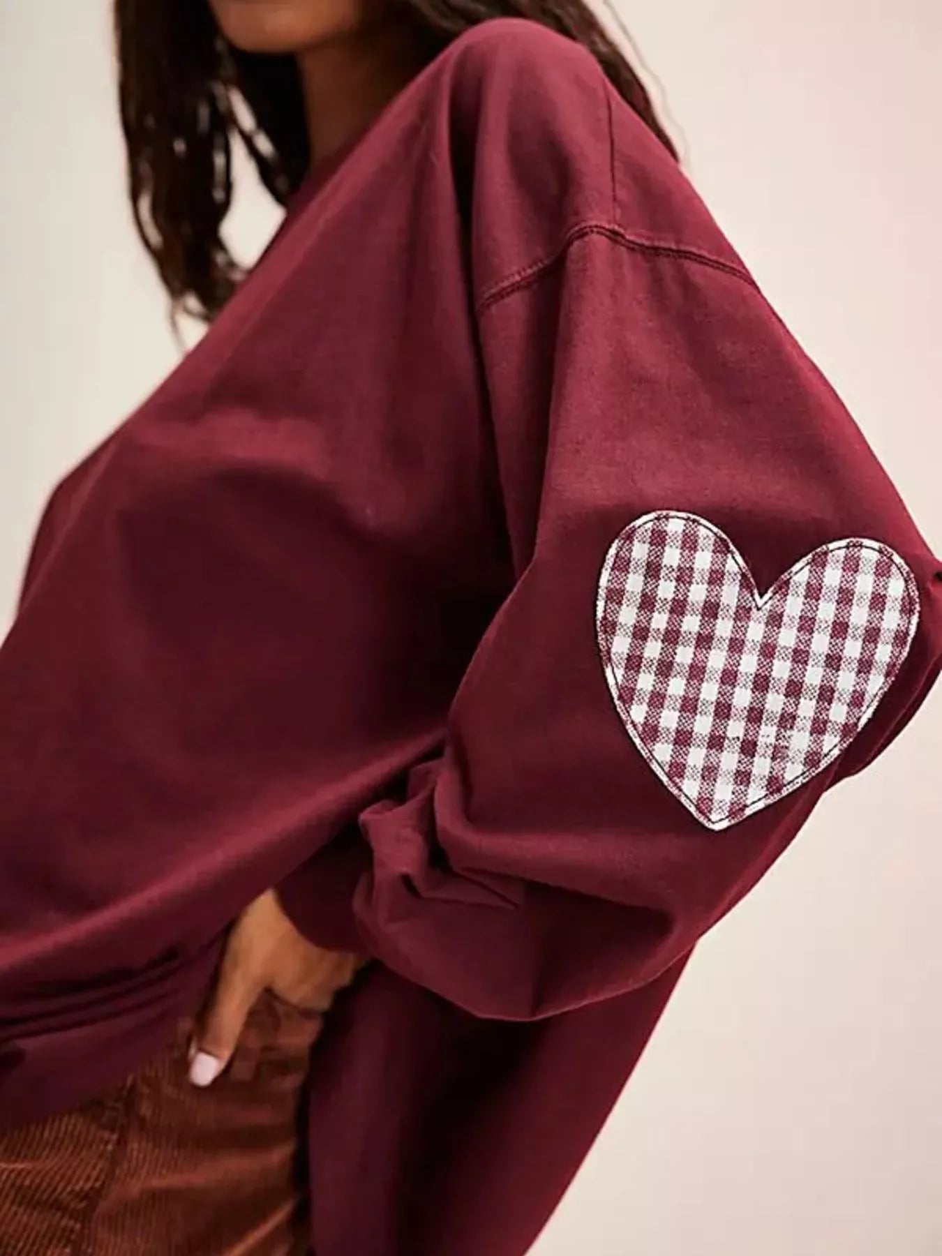 Heart Patch Long Sleeve Sweatshirt