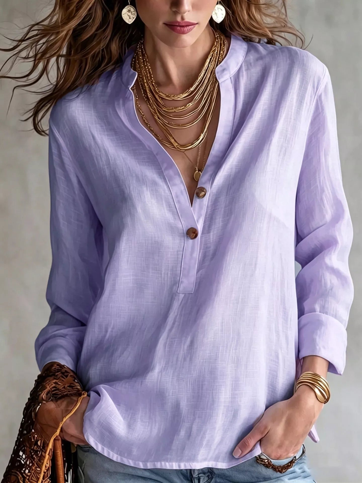 Button Detail Long Sleeve Shirt