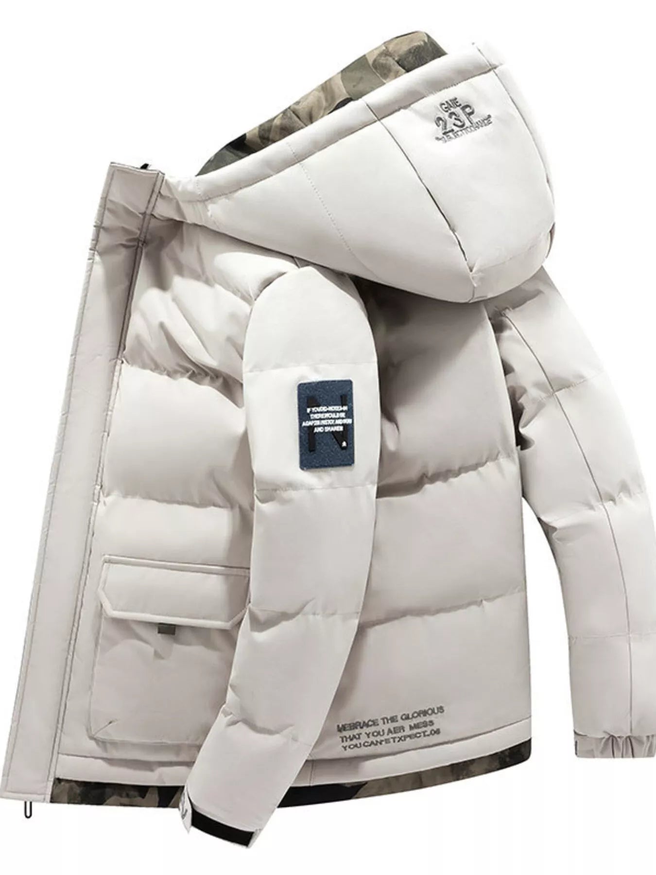 Men's Plus Size Hooded Padded Zip Up Coat