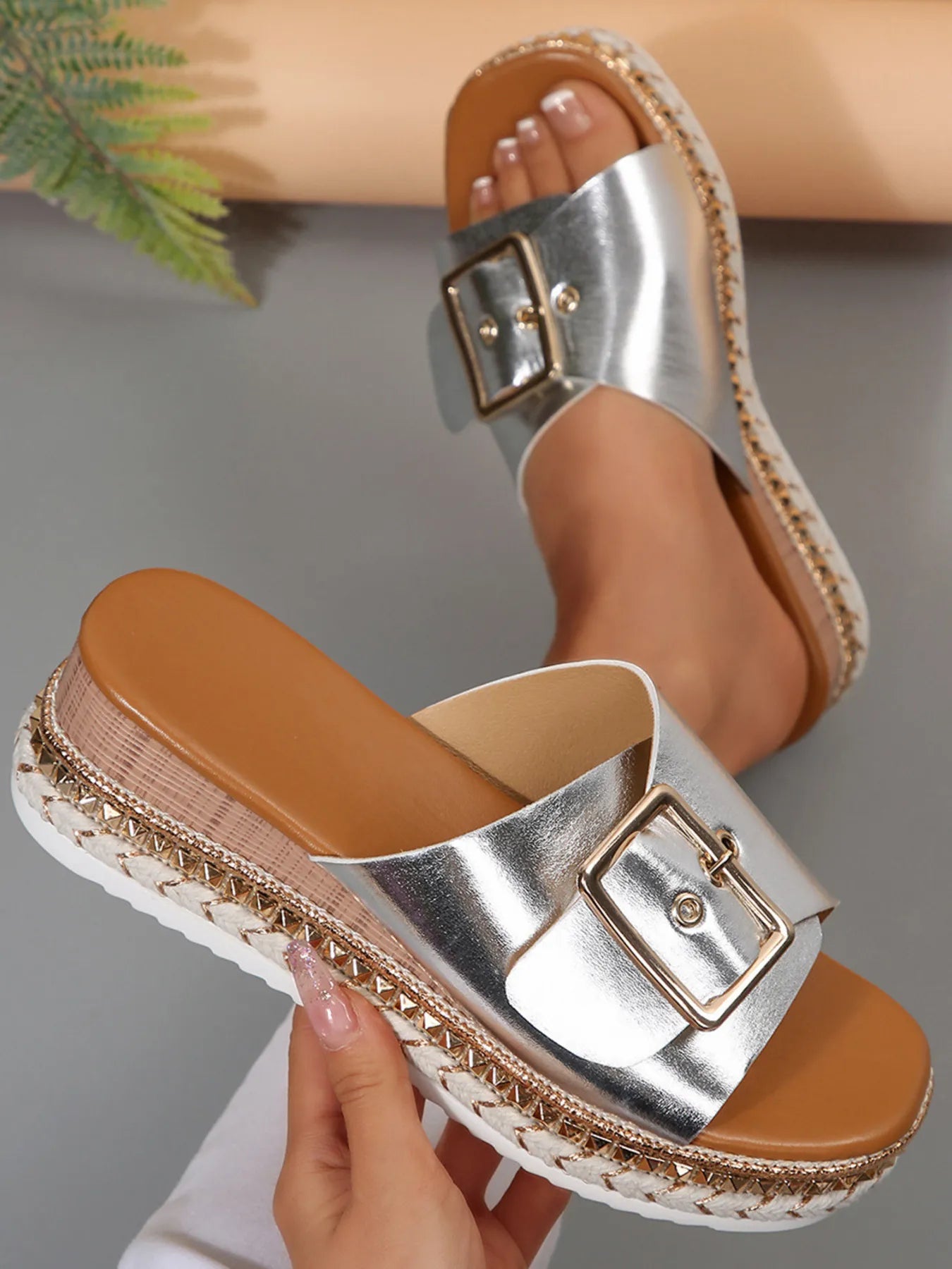 Buckle Espadrille Platform Sandals