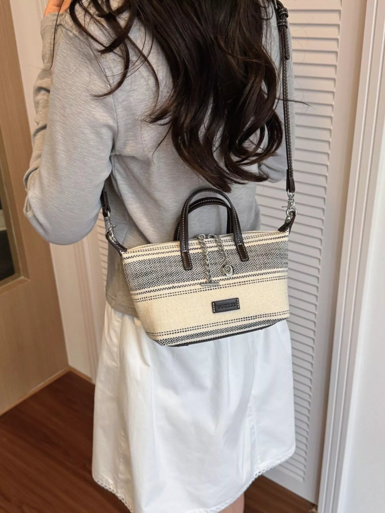 Striped Canvas Crossbody Bag