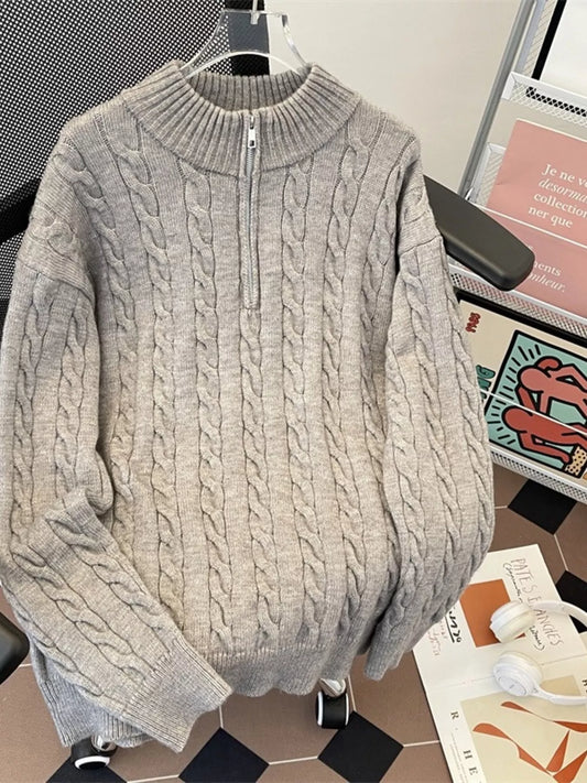 Men's Cozy Cable Knit Half-Zip Pullover