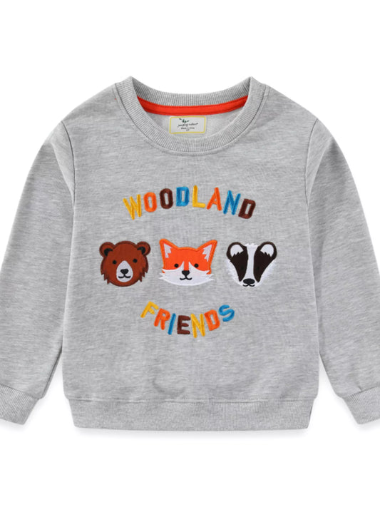 Children's Woodland Friends Embroidered Crewneck Sweatshirt