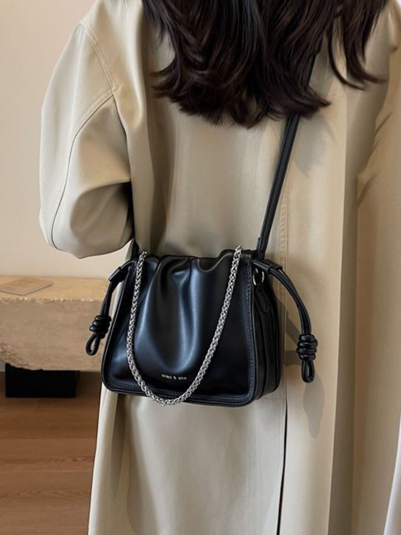 Drawstring Ruched Crossbody Bag