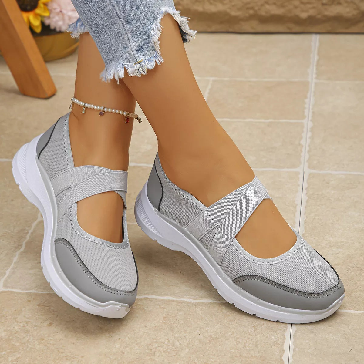 Comfortable Slip-Ons with Elastic Straps