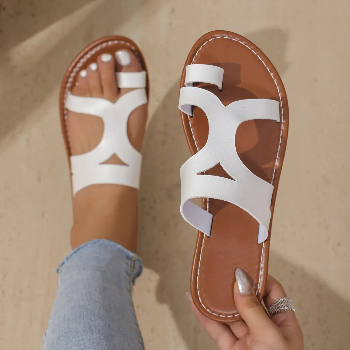Cut-Out Flats Sandals