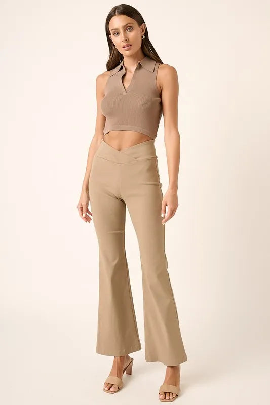 Mittoshop Surplice V Waist Flare Pants