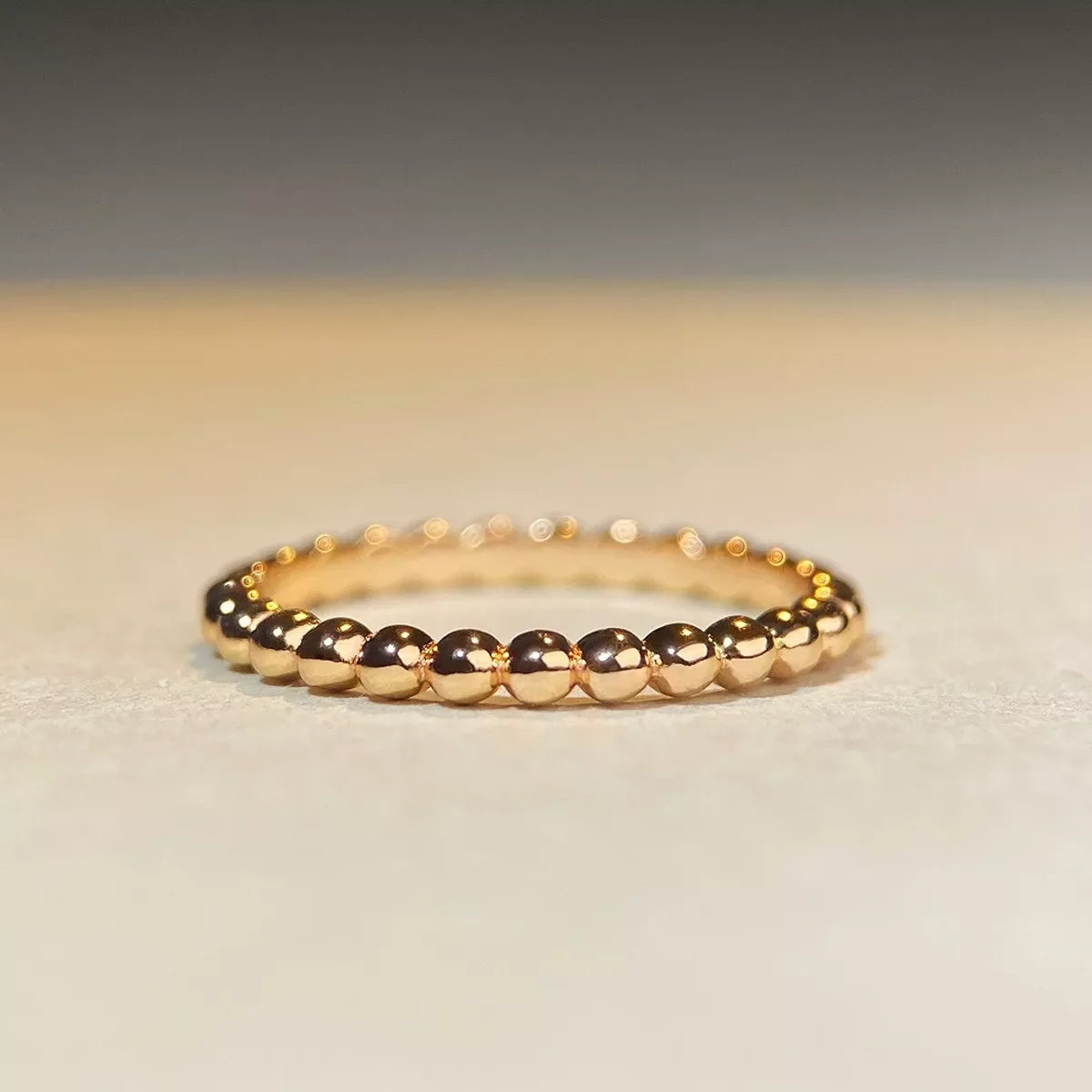 18K Gold-Plated 925 Sterling Silver Bead Ring