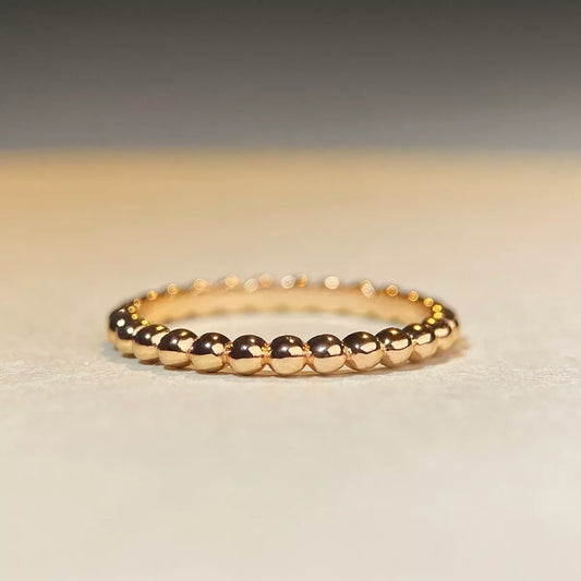 18K Gold-Plated 925 Sterling Silver Bead Ring