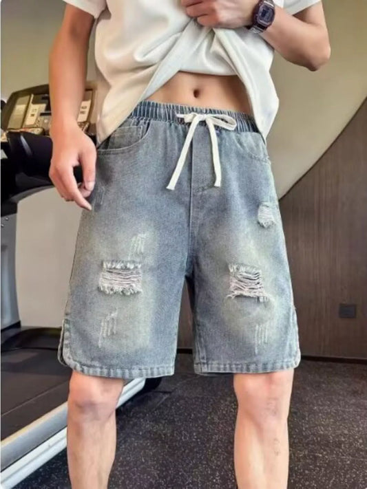 Men's Full Size Distressed Denim Shorts Plus Size