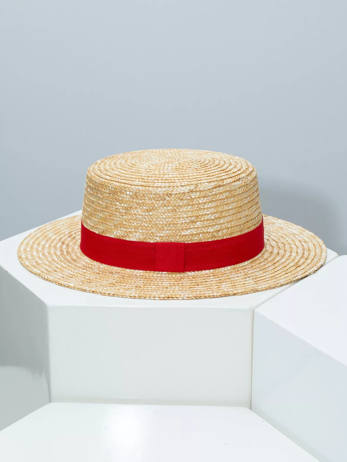 Straw Boater Hat with Ribbon