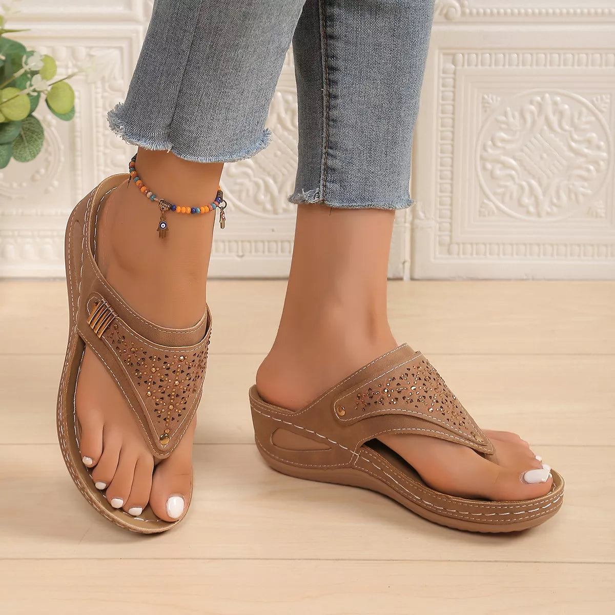 Toe Post Wedge Sandals