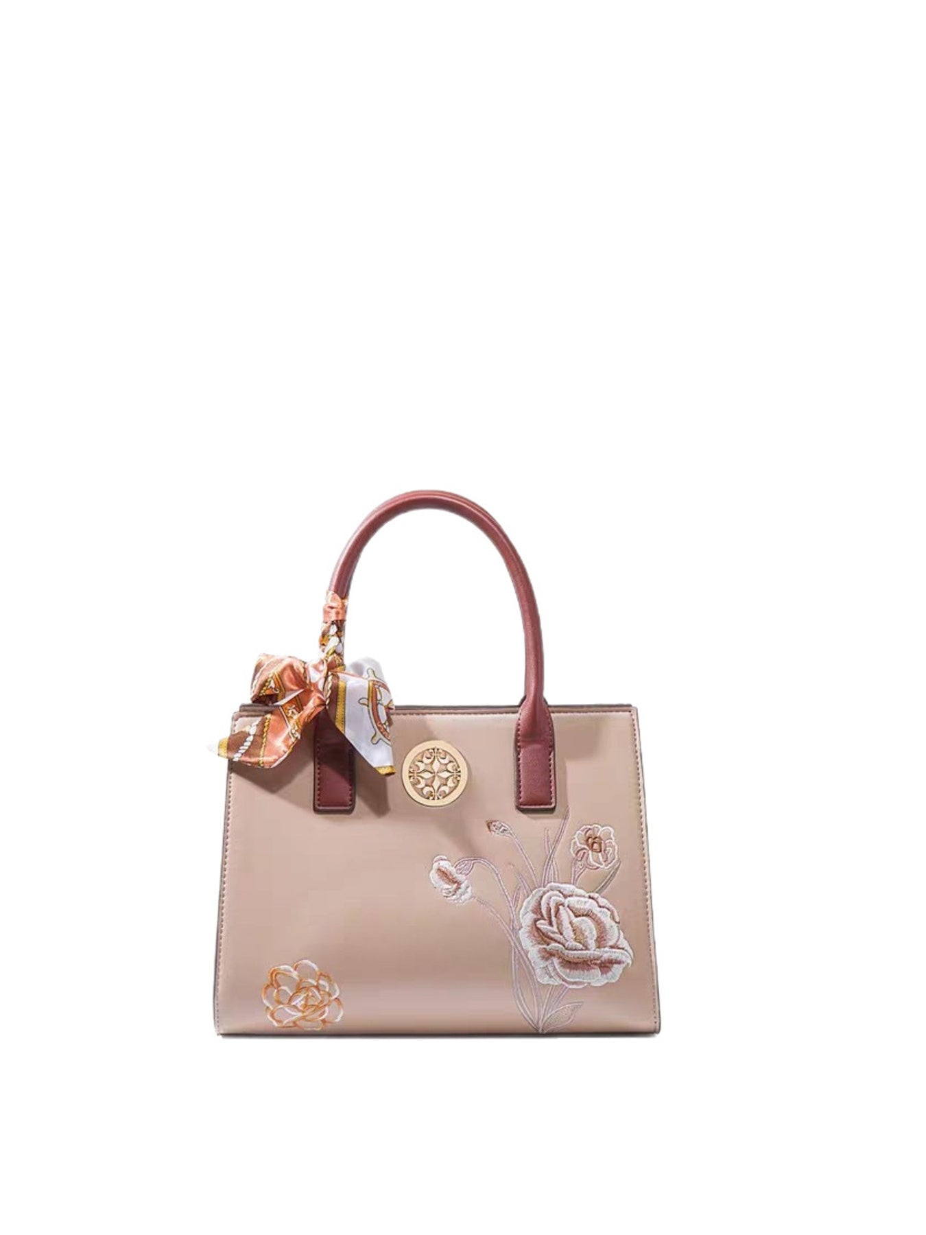 Floral Embroidered Top Handle Handbag
