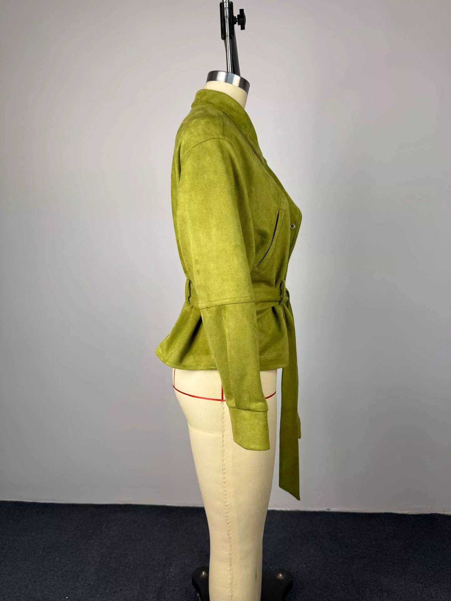Tie Waist Long Sleeve Cropped Jacket