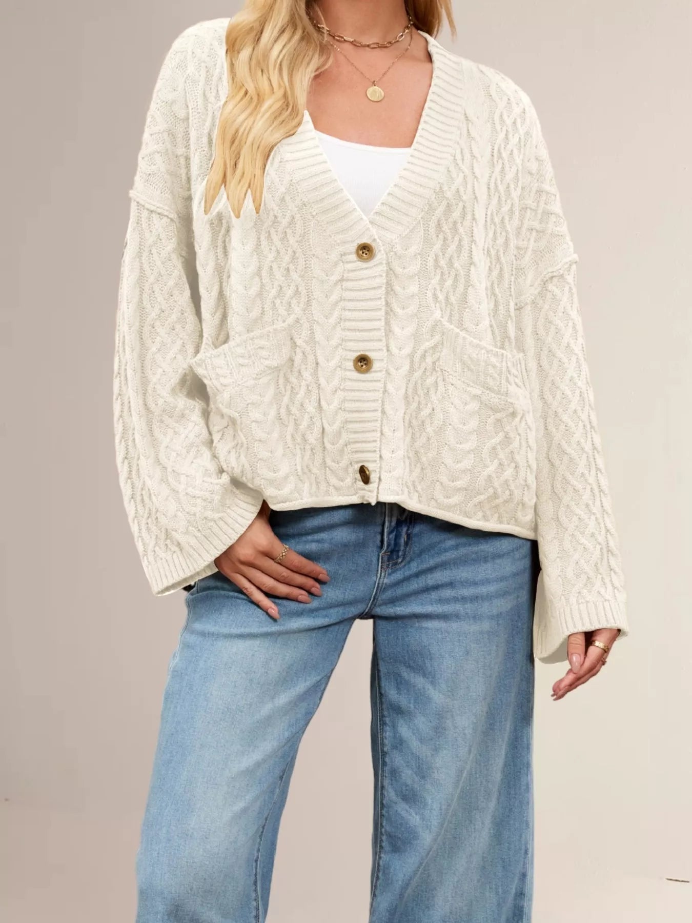 Cozy Cable Knit Cardigan with Pockets