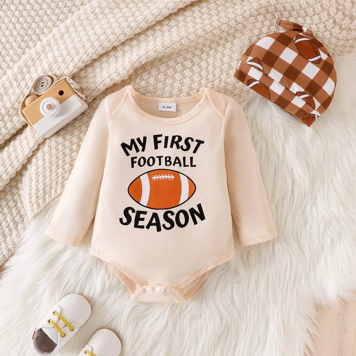Children's My First Football Season Bodysuit and Pants Set with Hat