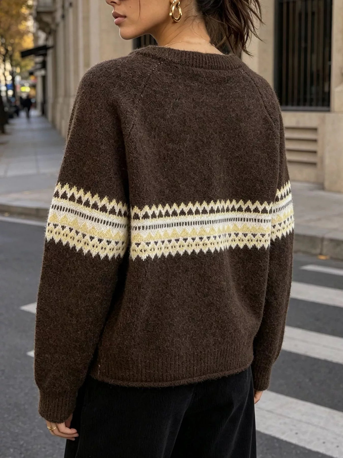 Geometric Button Down Knit Cardigan