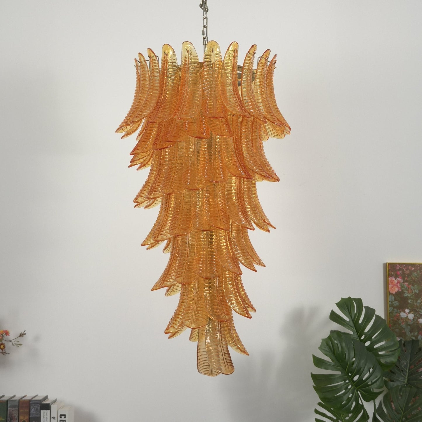 Amber Leaf Cascade Chandelier