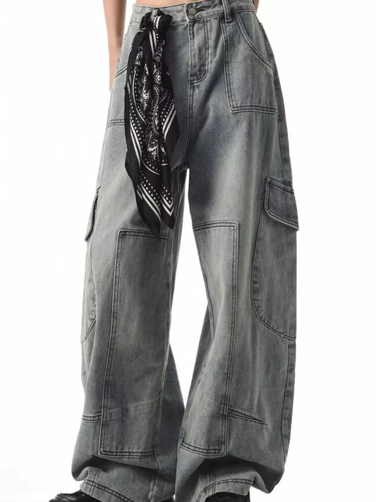 Men's Full Size Loose Fit Cargo Jeans Plus Size