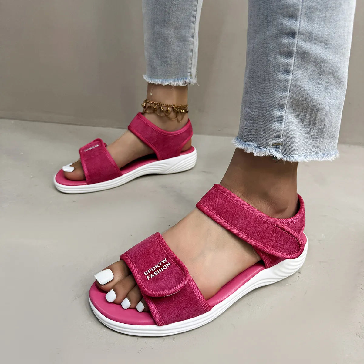 Velcro Strap Open Toe Sandals