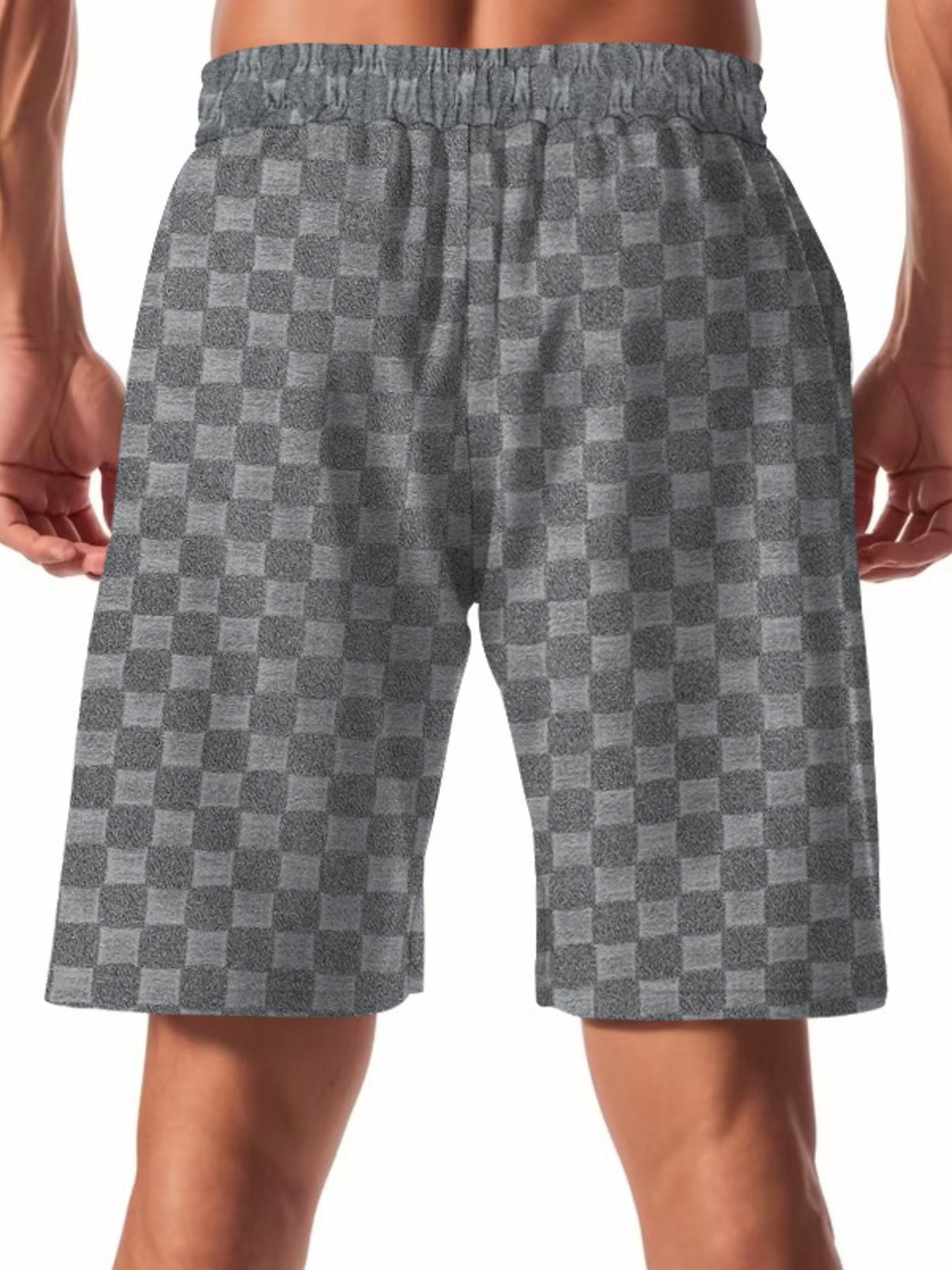 Men's Full Size Checkered Casual Drawstring Shorts Plus Size