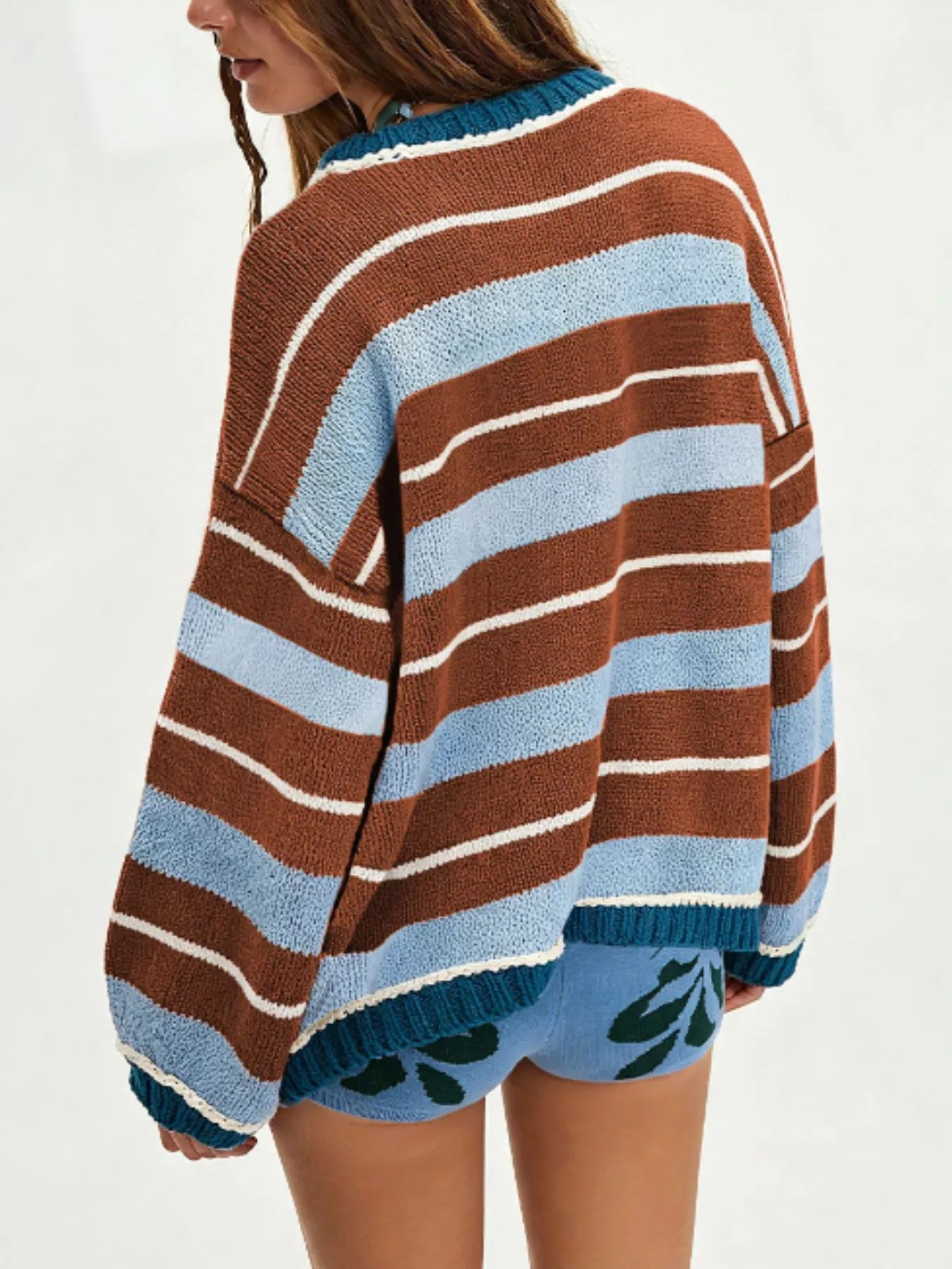 Oversized Striped Crew Neck Sweater