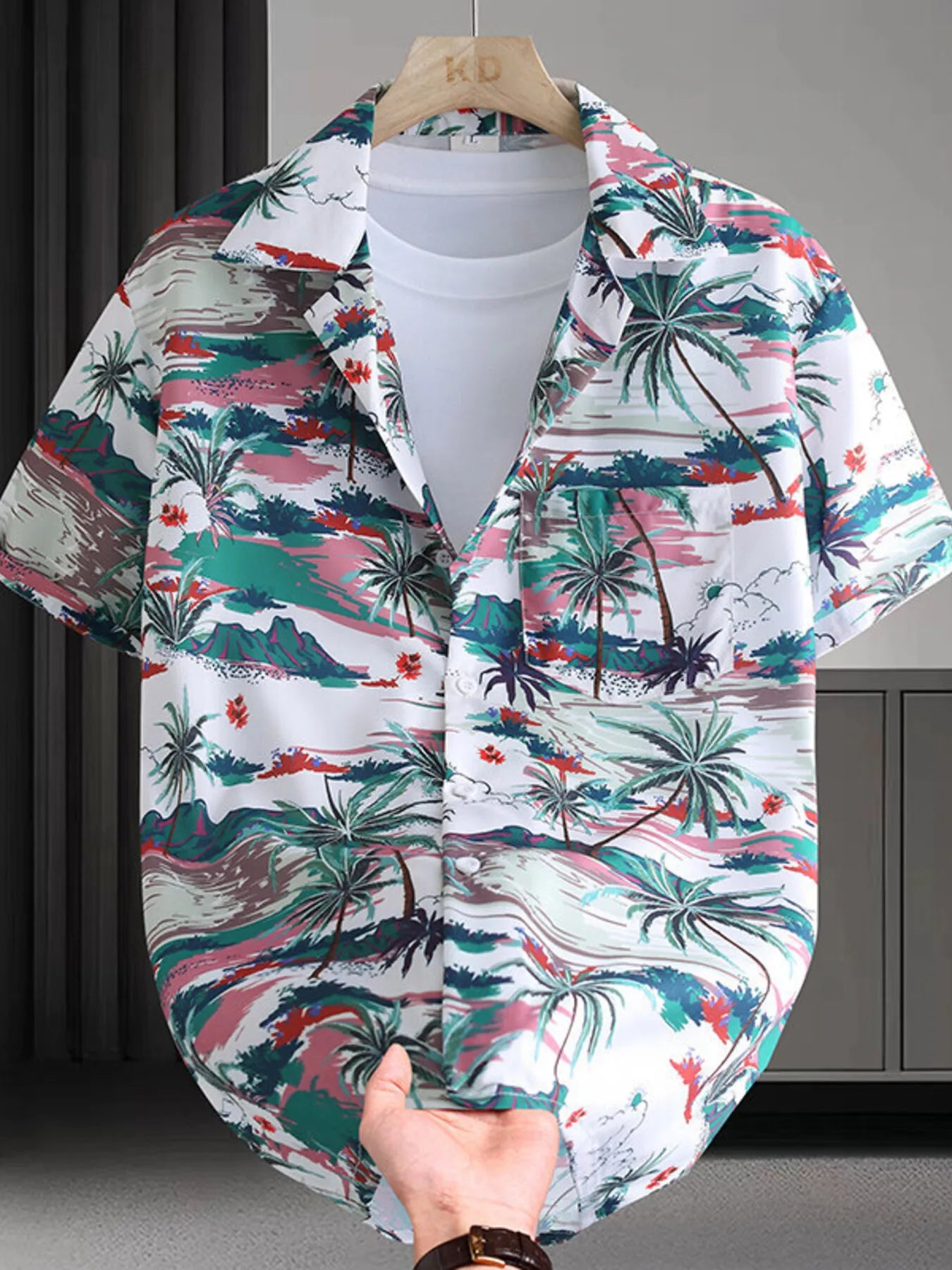 Men's Plus Size Hawaiian Print Short Sleeve Shirt