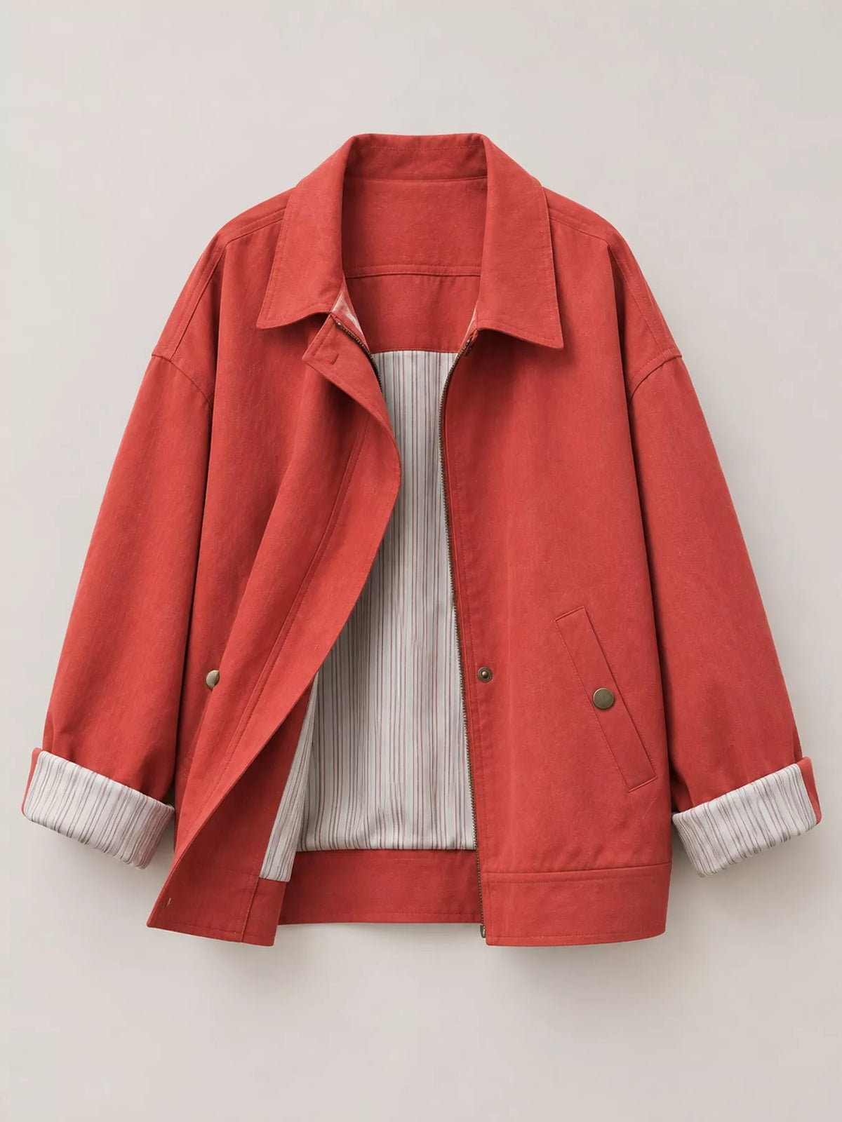 Zip Up Dropped Shoulder Jacket