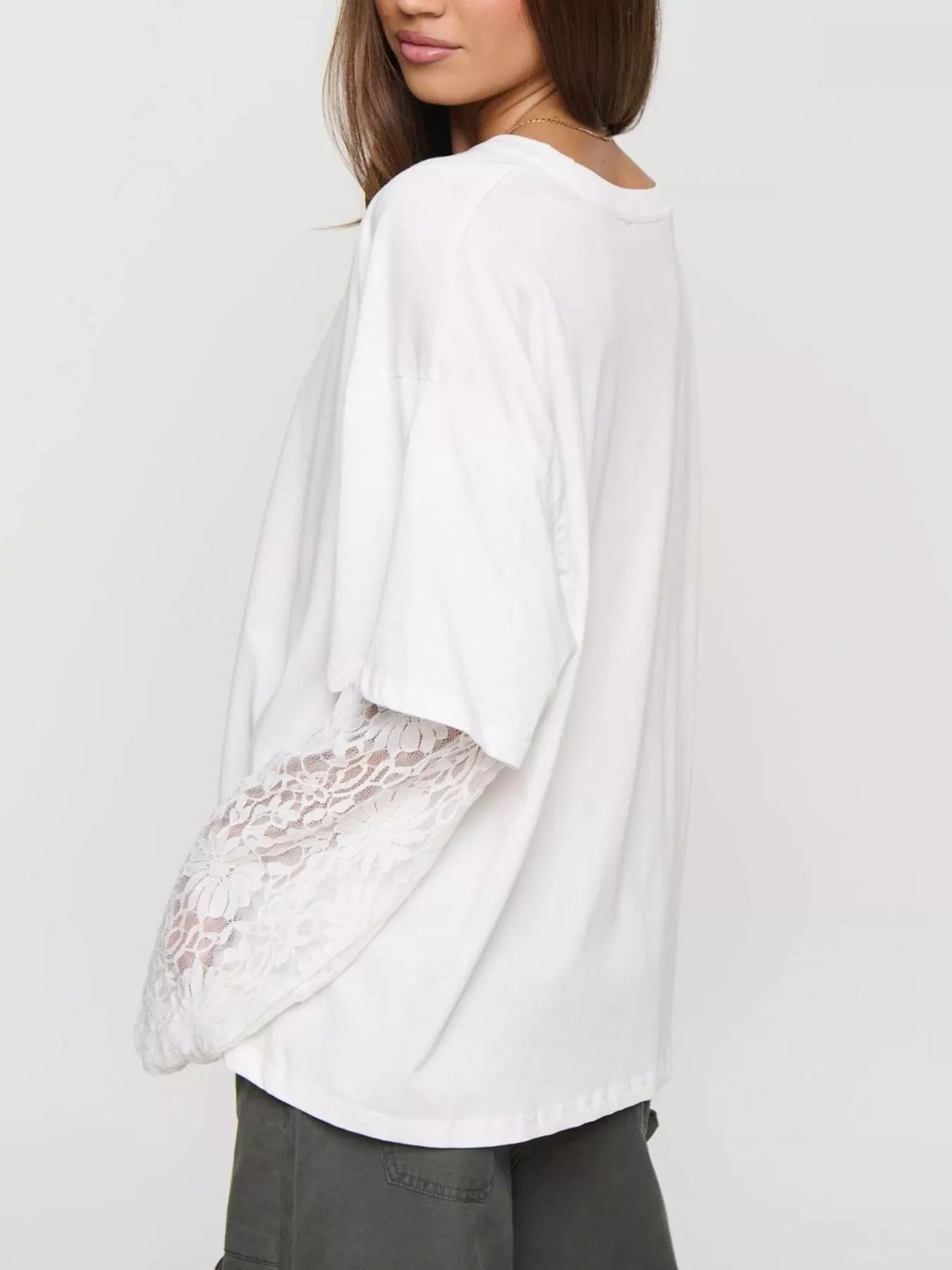 Layered Lace-Sleeve T-Shirt