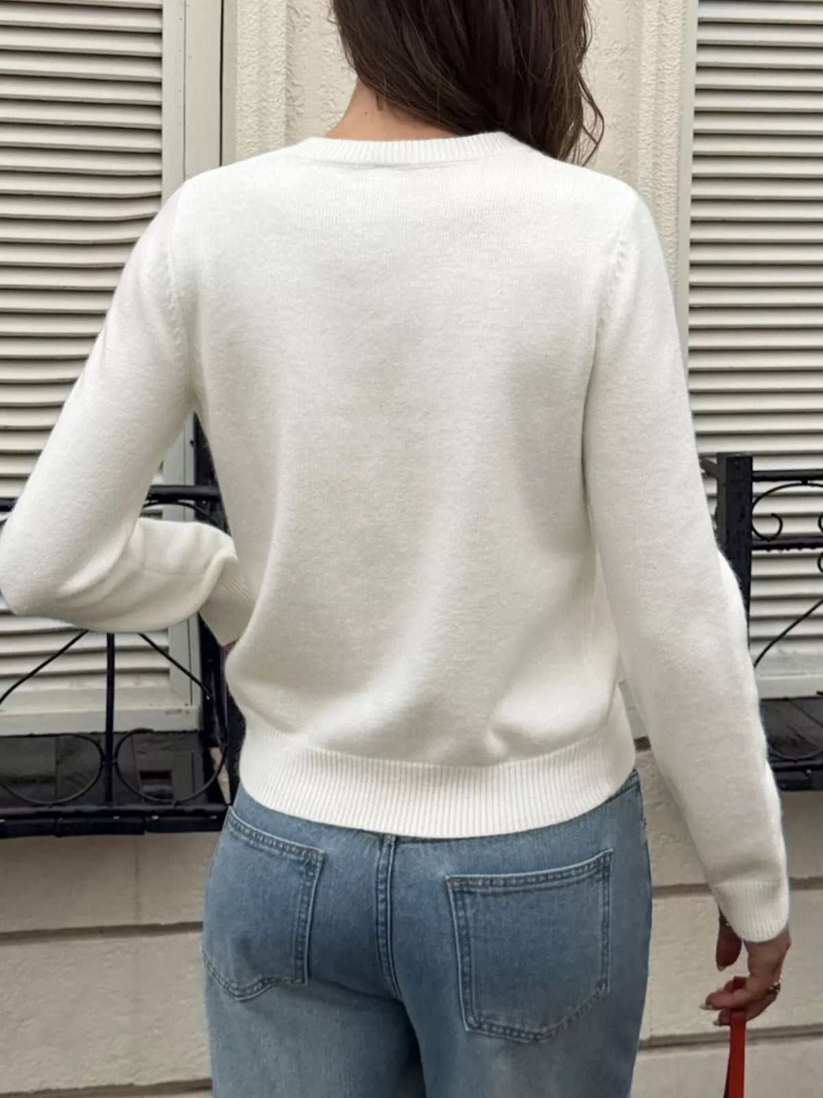 Bow Button Up Knit Cardigan