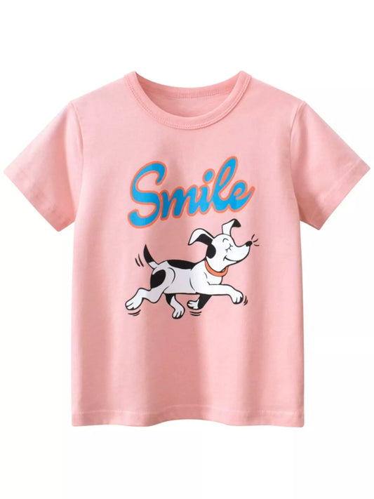 Children's "Smile" Dog Graphic T-Shirt