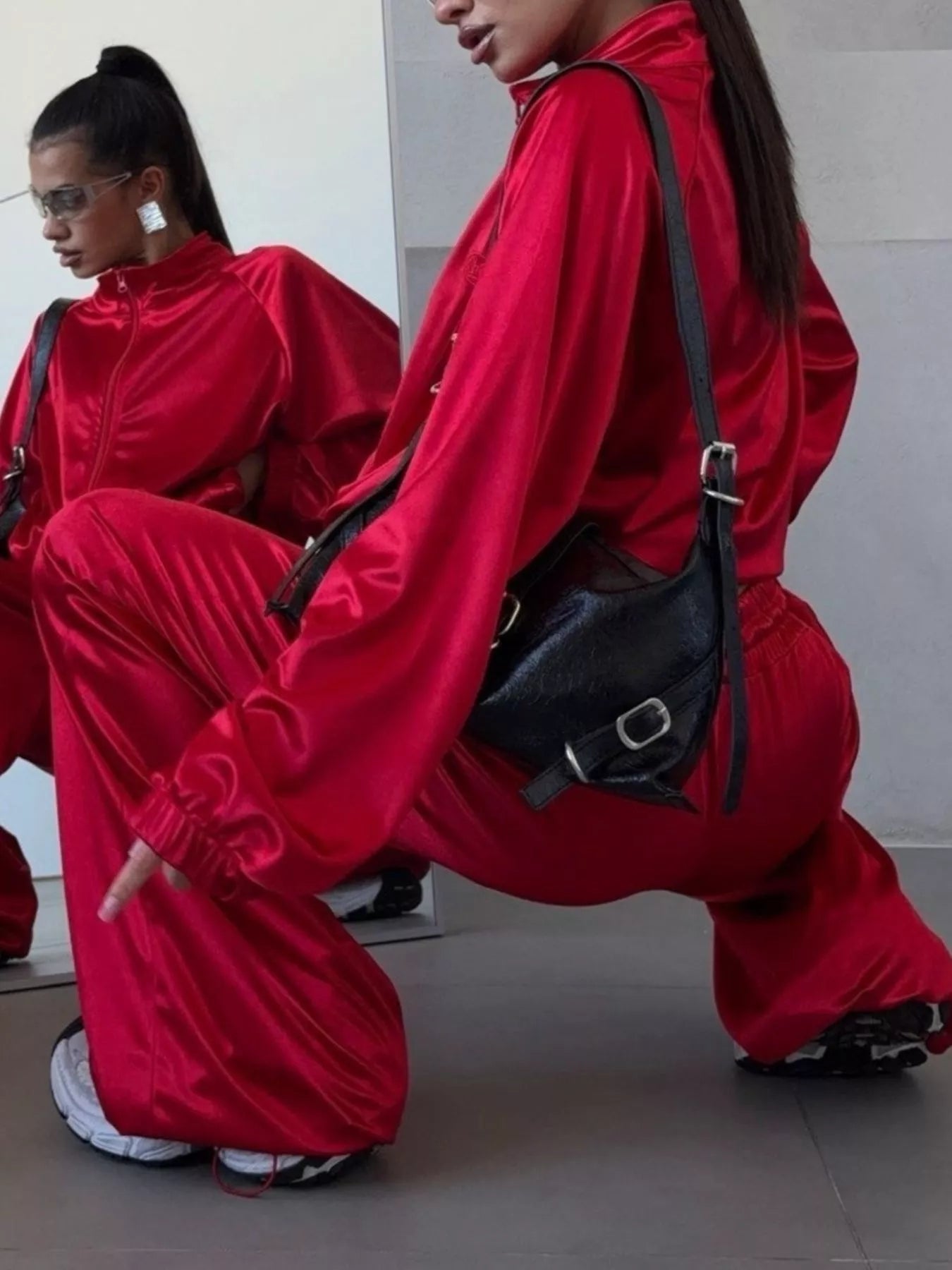Zip Up Raglan Sleeve Jacket and Pants Set