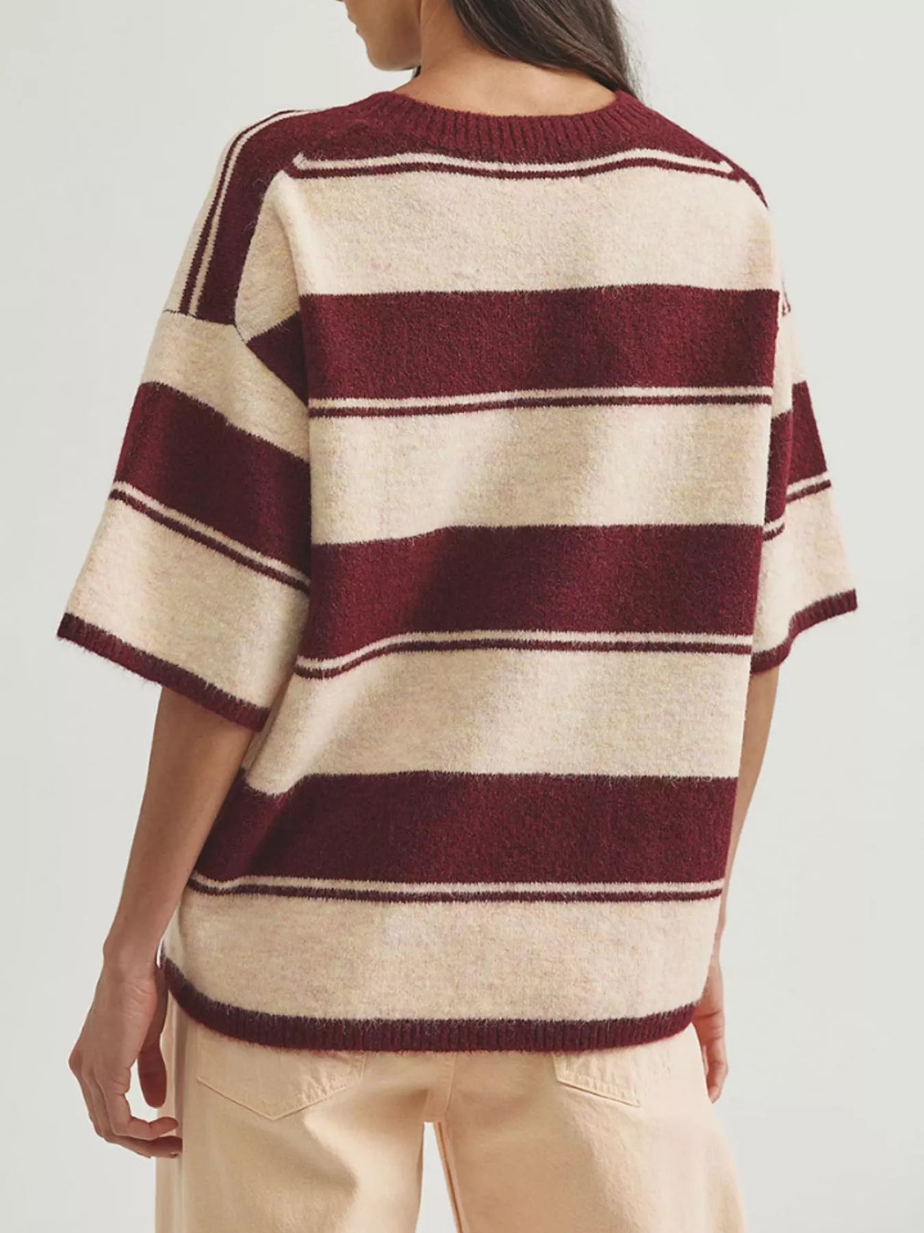 Striped Half Sleeve Sweater