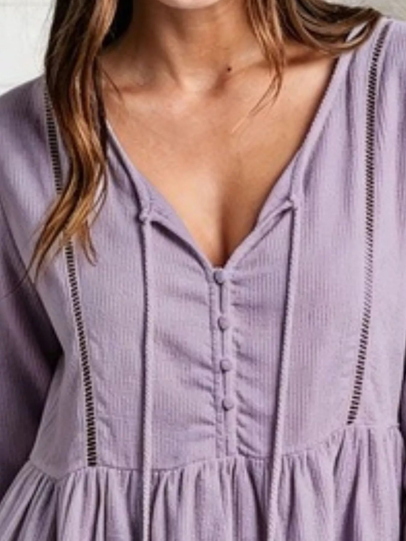 Tassel Drawstring Long Sleeve Peplum Top