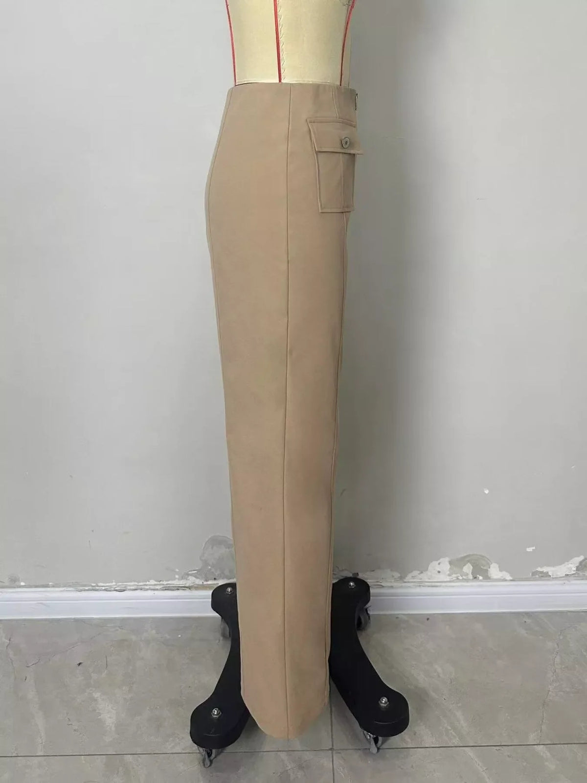 High-Waisted Wide-Leg Front Zip Pants